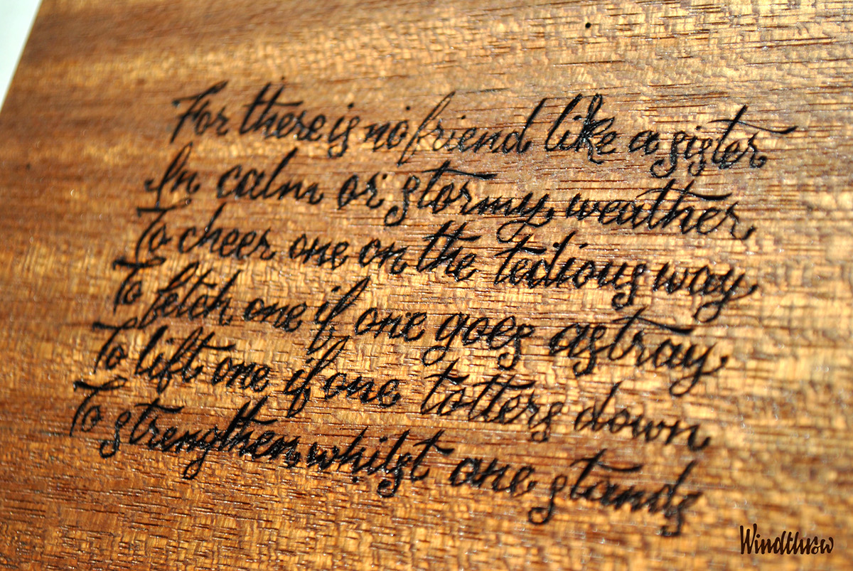 wood box poem Flowers sealed dovetails oak mahogany Custom