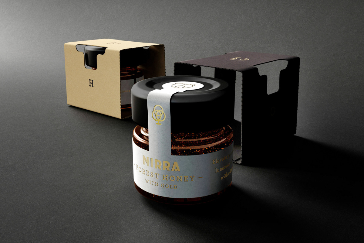 gold honey Nirra Packaging premium label design