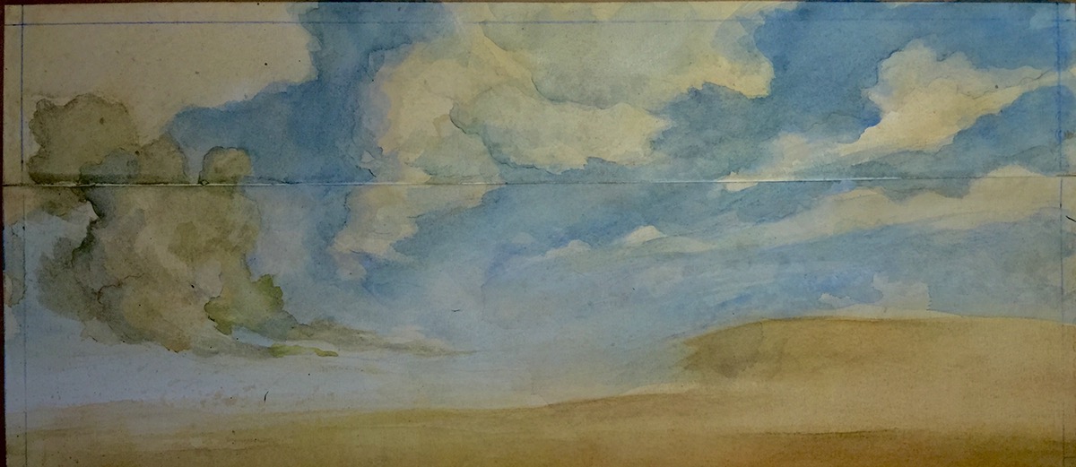 desert Landscape water color SKY cloud road lonely