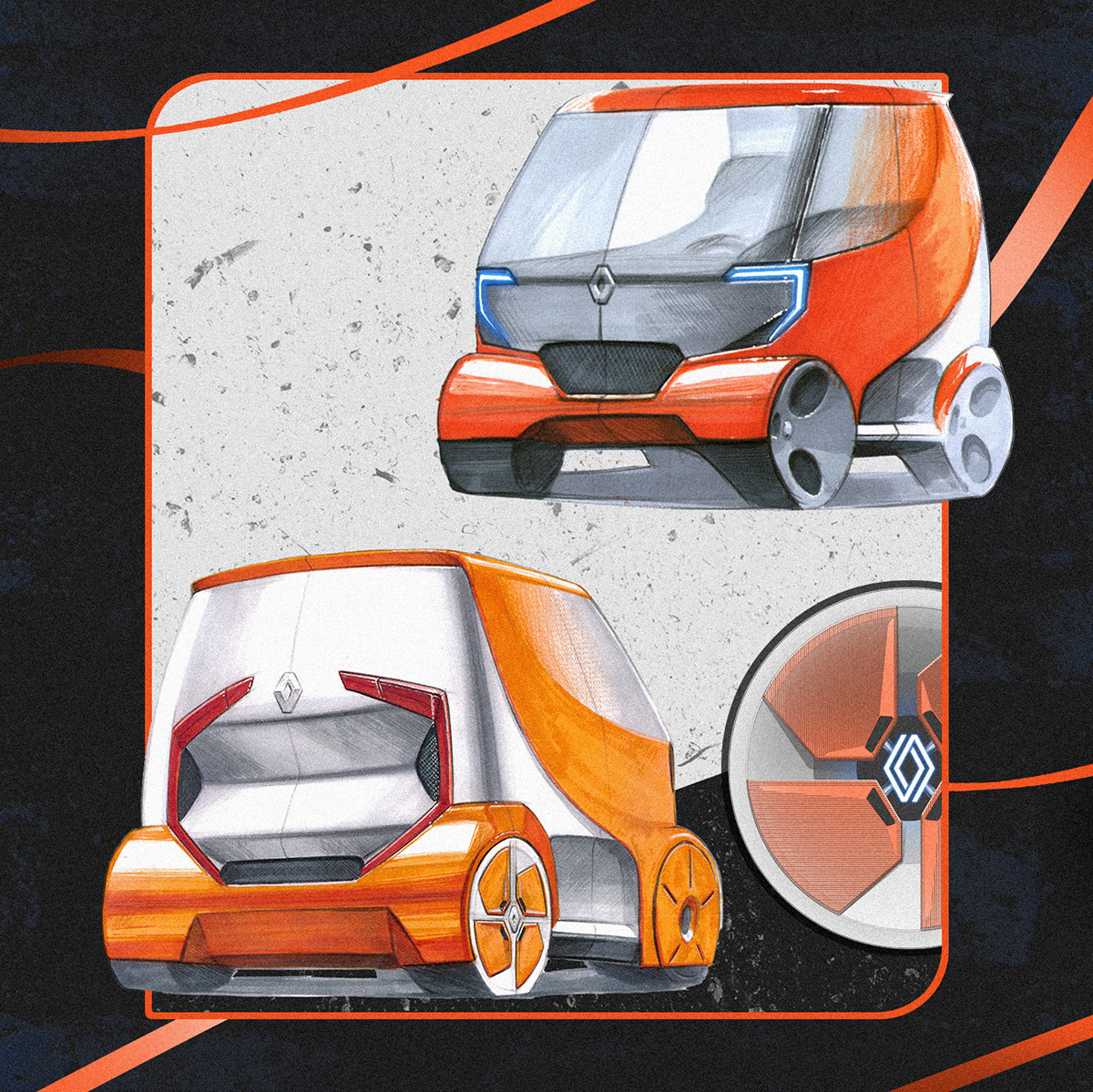 automotive   Automotive design car design photoshop renault Render sketch transportation Transportation Design