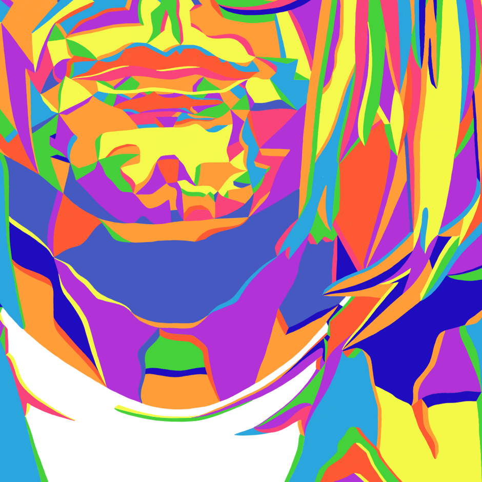 colorful digital painting kurt cobain modern art pattern Pop Art pop portrait portrait portrait art vibrant visionary art