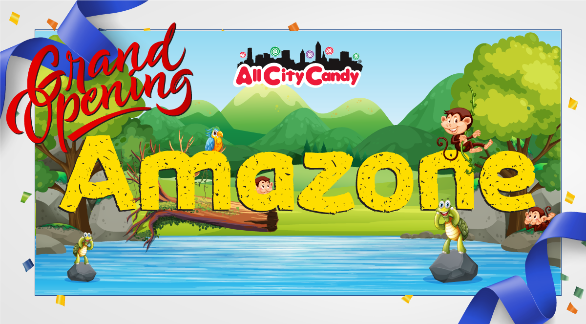 All City Candy amazone monkey banner design adobeawards hanging sign Grand OPening AllCityCandy rainforest the amazon