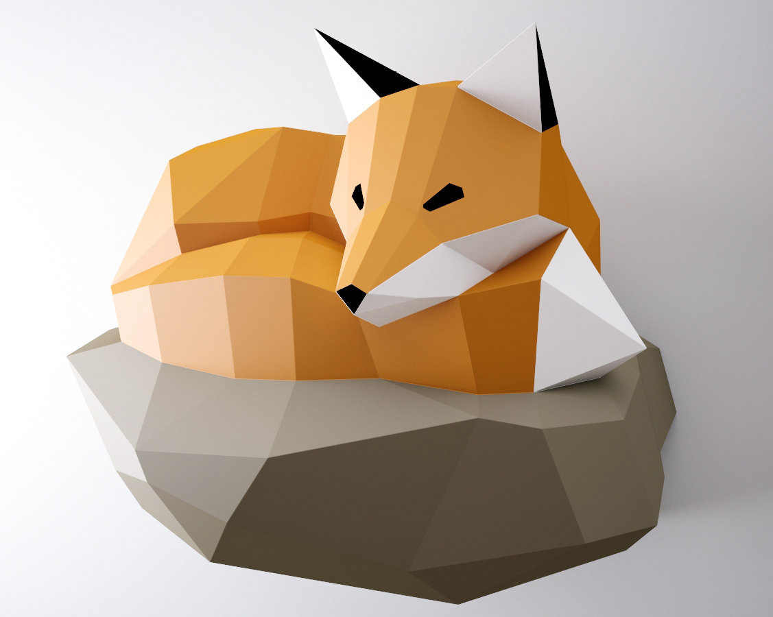 DIY Papercraft Fox 3D  sculpture template  on Behance