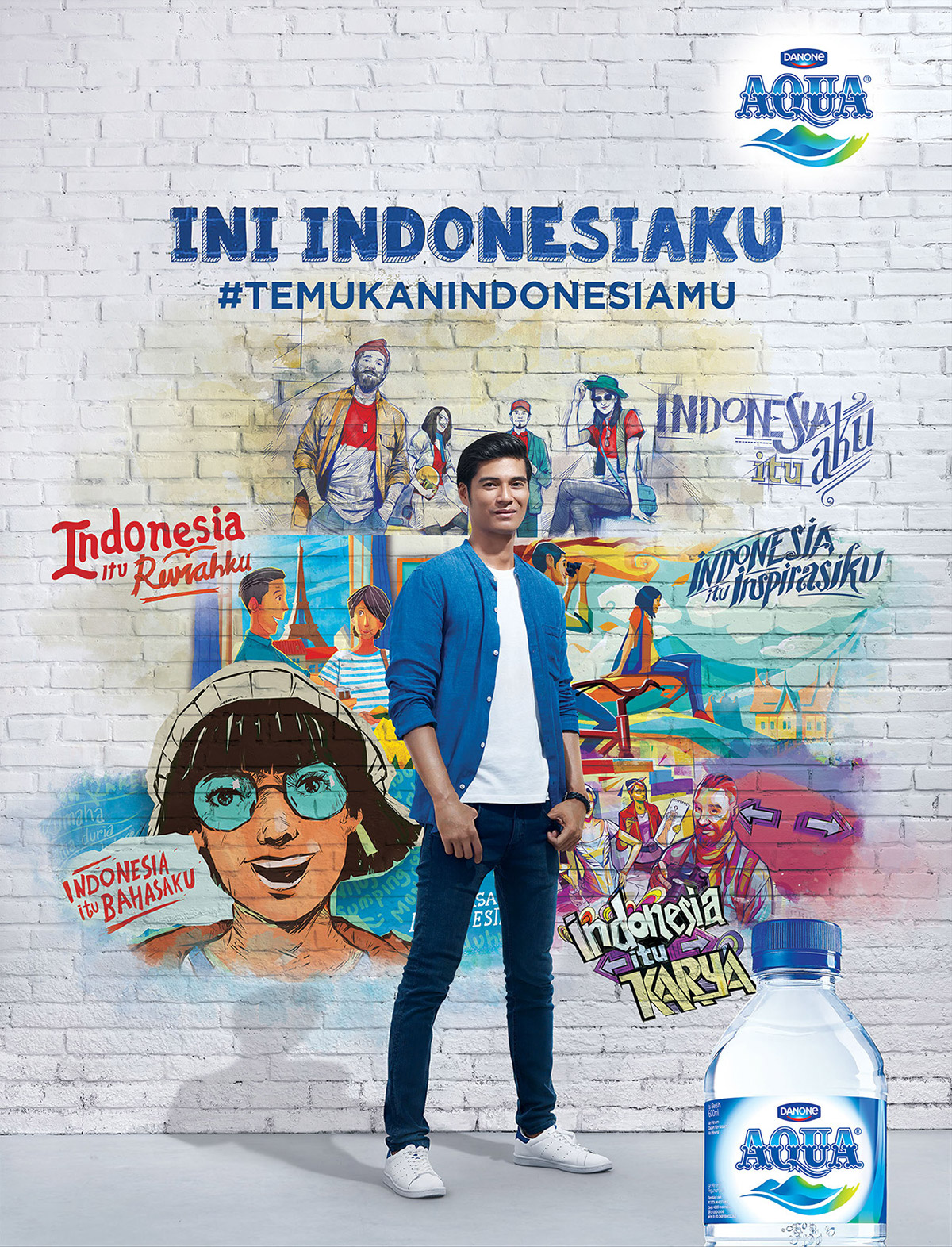 tandaseru digital imaging  commercial print ad aqua limited edition indonesia mineral water ILLUSTRATION 