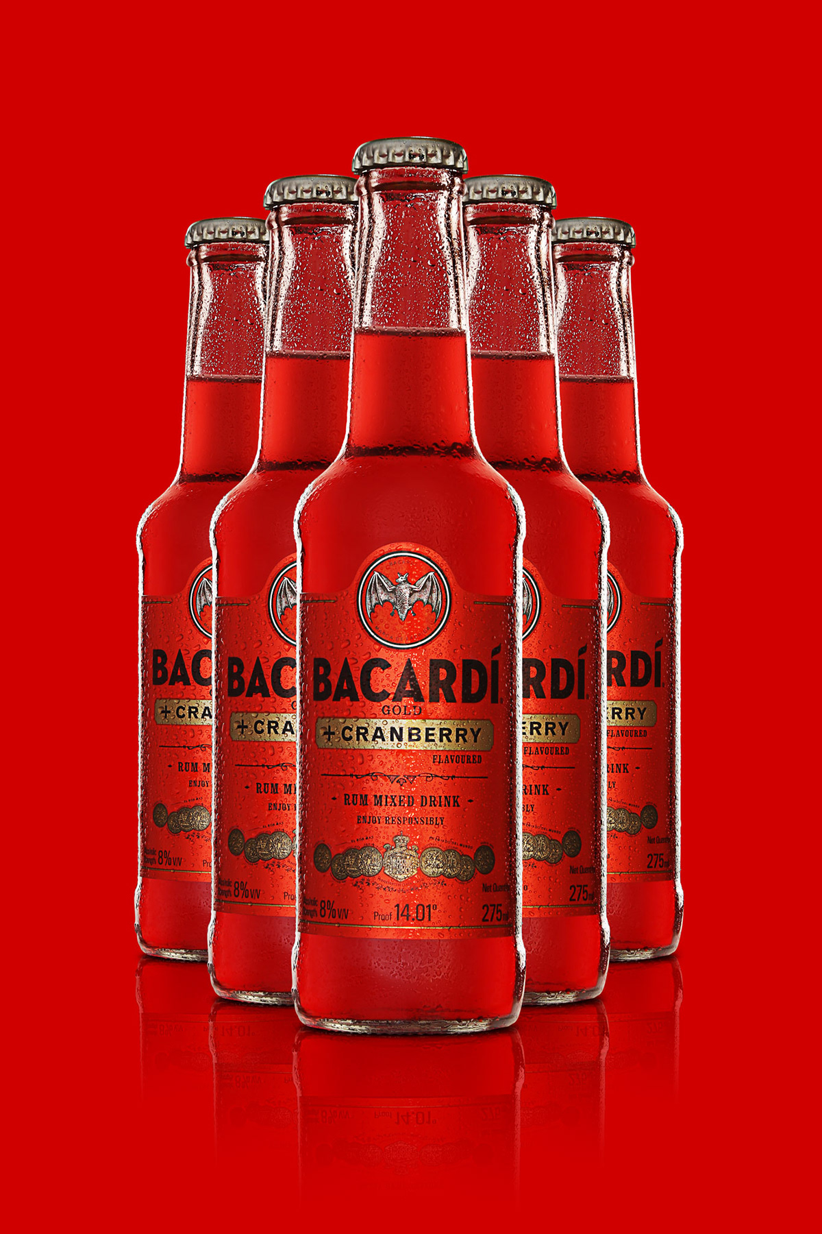 bacardi Rum cranberry alcohol product bottle red