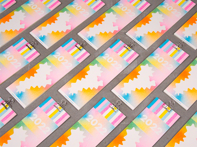 abstract calendar colorful design gradient grain Positive print Riso risograph
