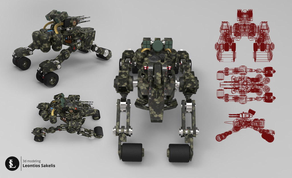 drone army spetznaz russian Military leosake leontios mech robot keyshot 3ds max modeling 3D