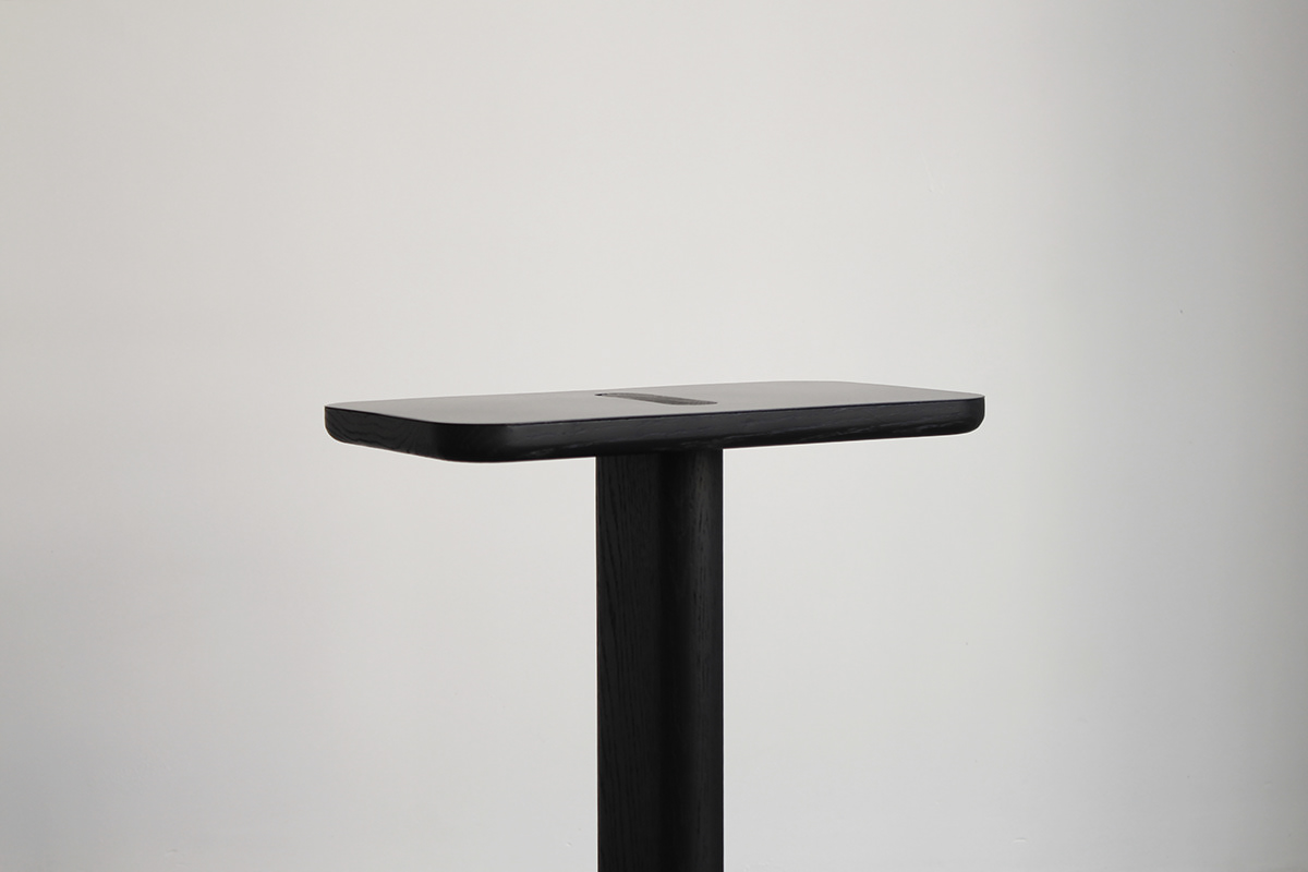side table table wood furniture steel oak minimal inked design industrial