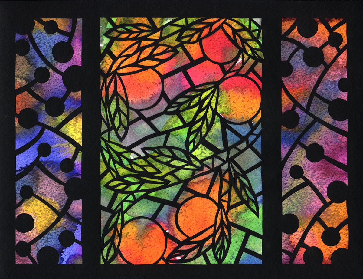 ILLUSTRATION  painting   Drawing  fine art art tryptich stained glass Fruit