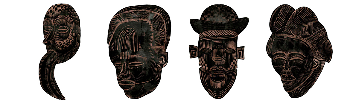 adobeawards ILLUSTRATION  masks design Drawing  ink tribal fine art art history