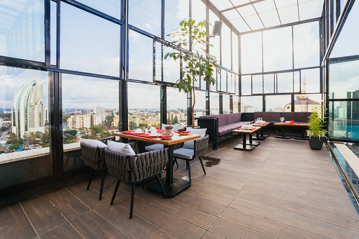 Interior architecture interior design  rooftop bar restaurant nairobi views Space  SKY