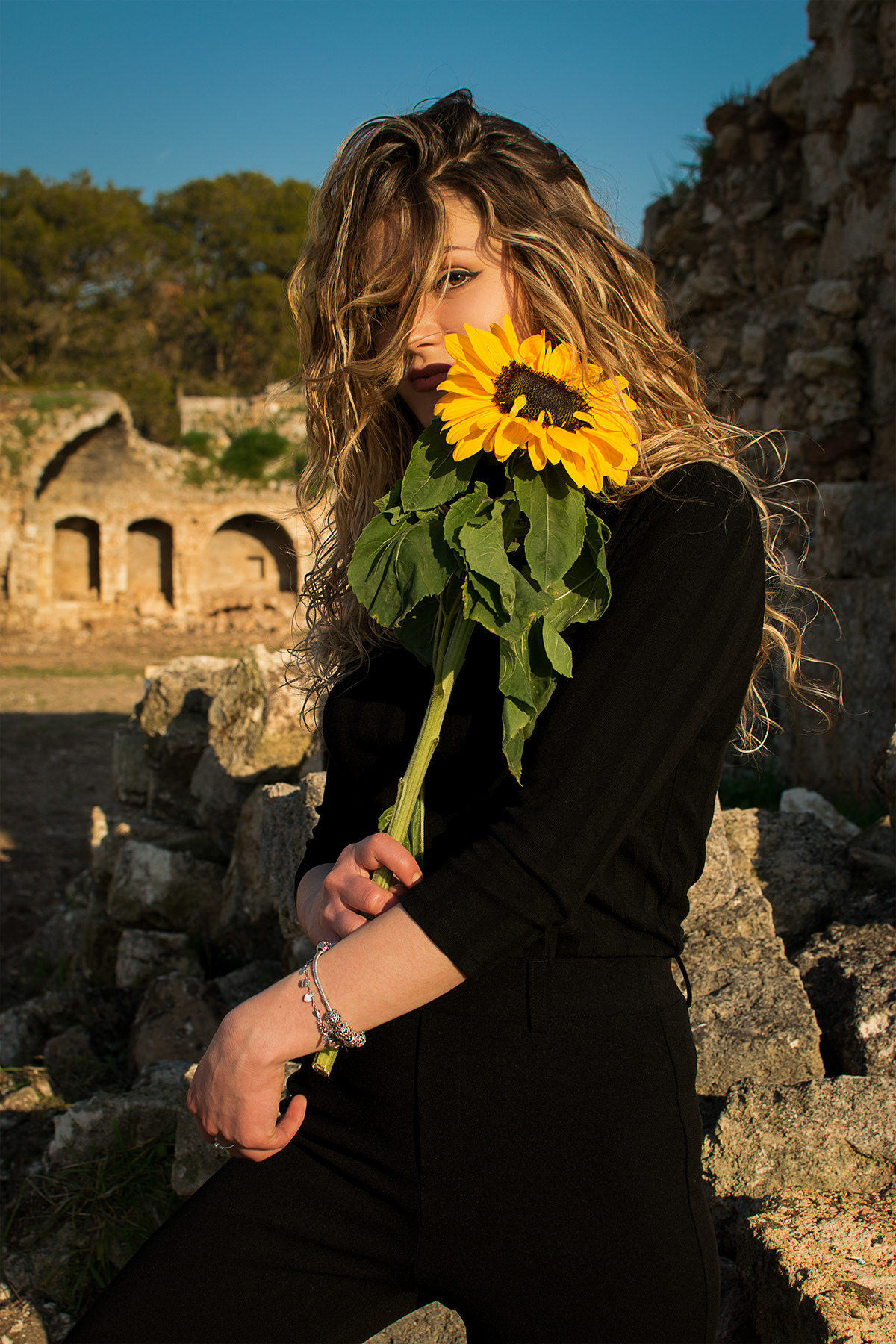 spring Sun SKY portrait sunflower gil beauty blonde retouching  Landscape