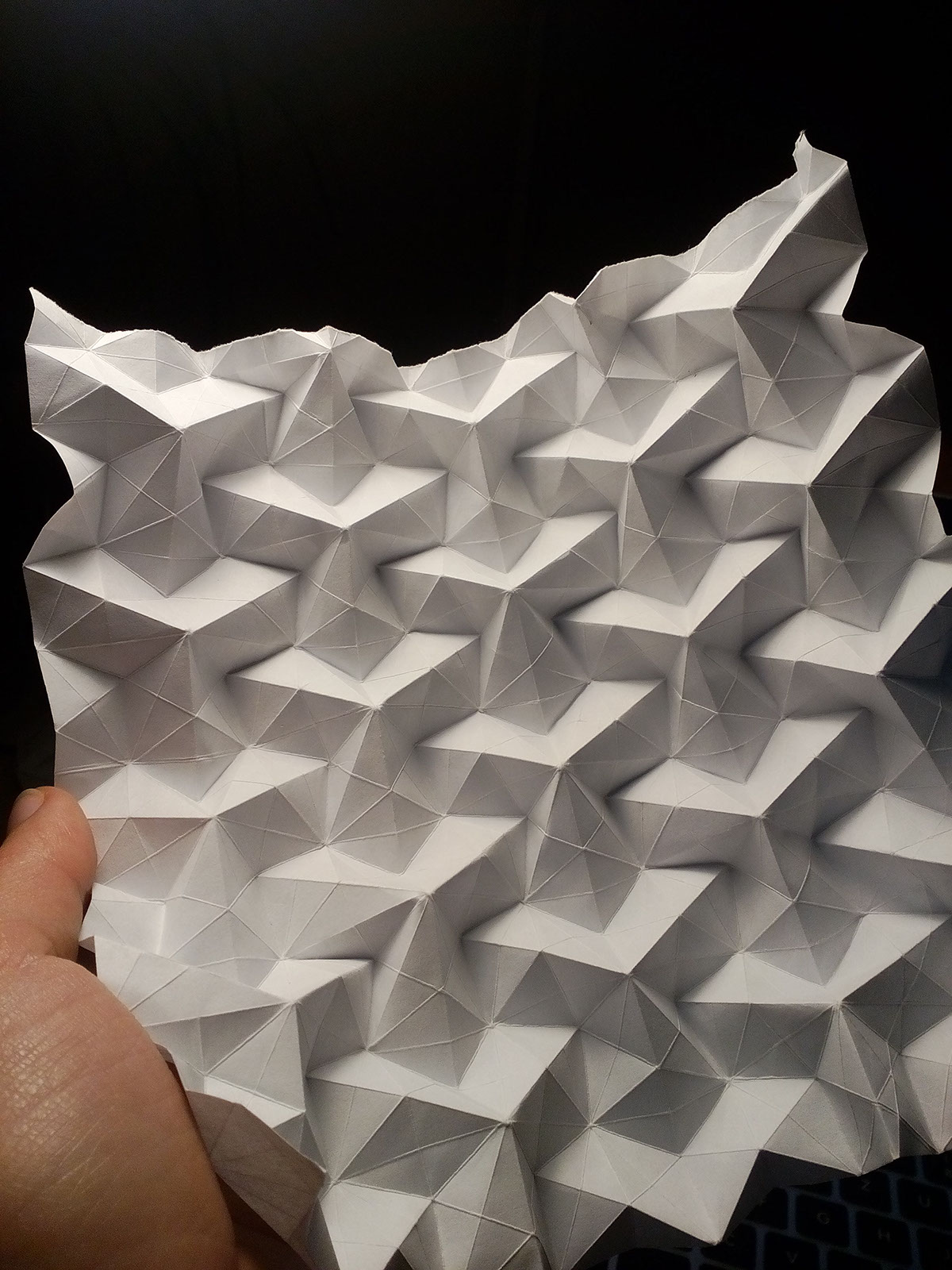 origami  paper fold shape pattern tesselation geometric 3D texture black
