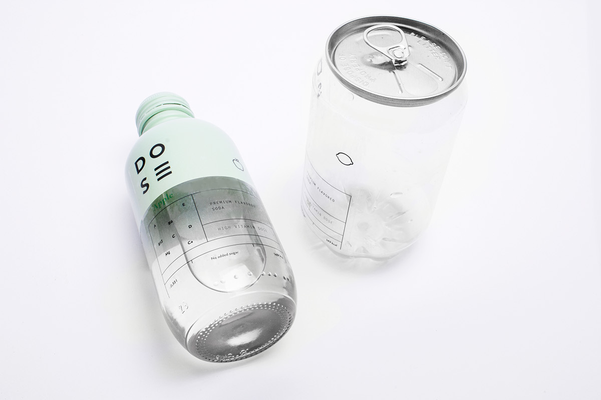 dose soda drink brand Pack bottle glass color Fruit logo geometric graphic design typo identity