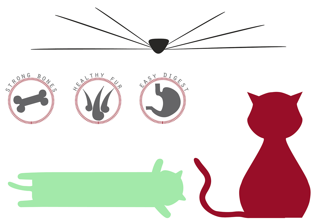 graphic illustrating vectors package cat food tins bags plastic logo