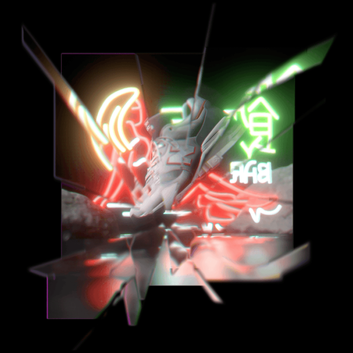 3D animation  blender composition conseptual lizard neon neon sign New Balance tokyo