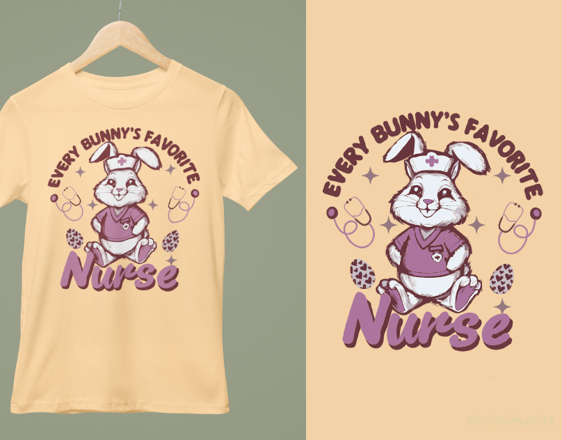t-shirt Easter bunny T-Shirt Design typography   Graphic Designer easter 2024 bunny nurse easter nurse Nurse tshirt