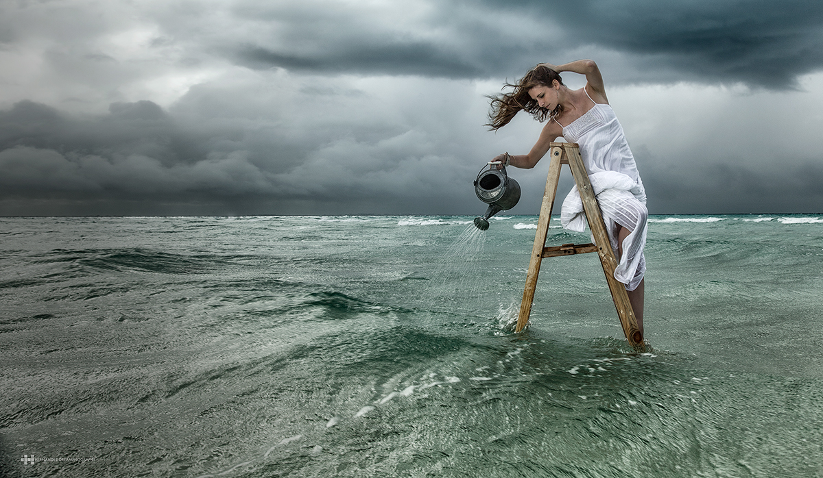 Photography  location storm hurricane ladder woman white dress sea Ocean fine