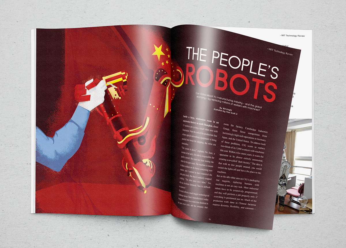 robot china red flag graphic design magazine Mockup college inspiration editorial texture
