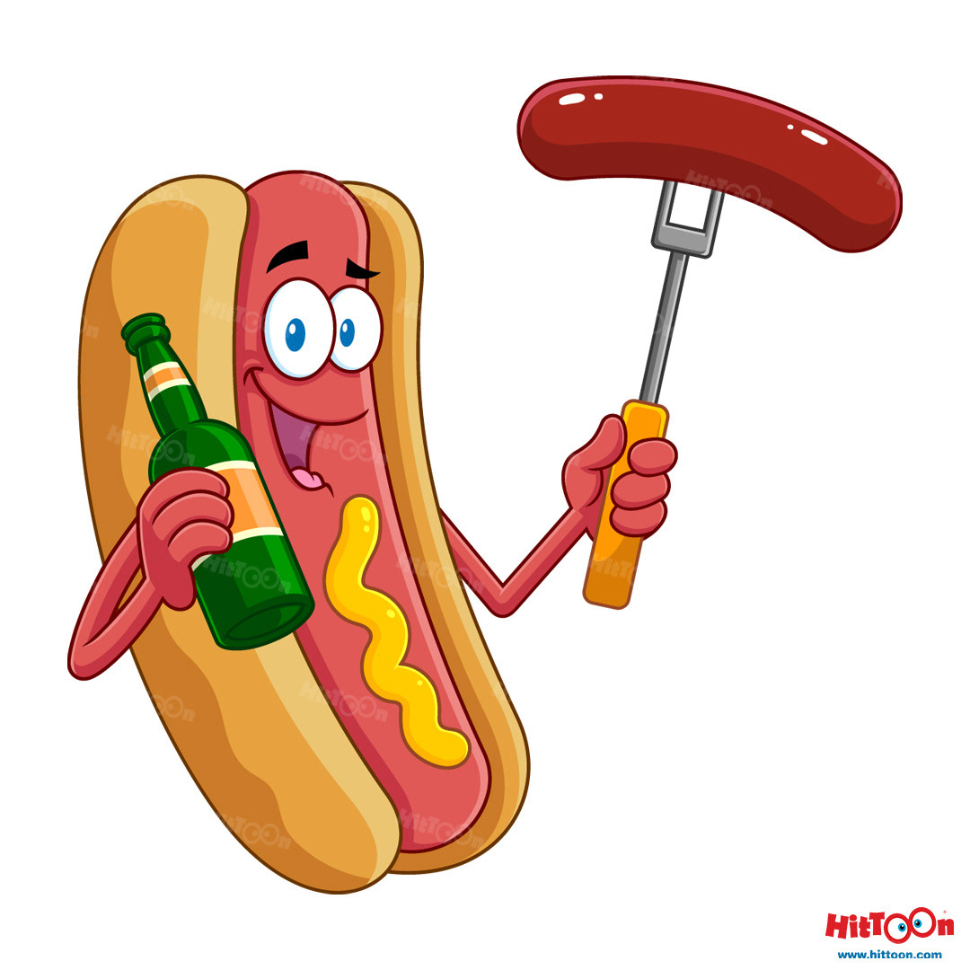 Advertising  BBQ beer cartoon drink Food  hot dog Logo Design logos sausage