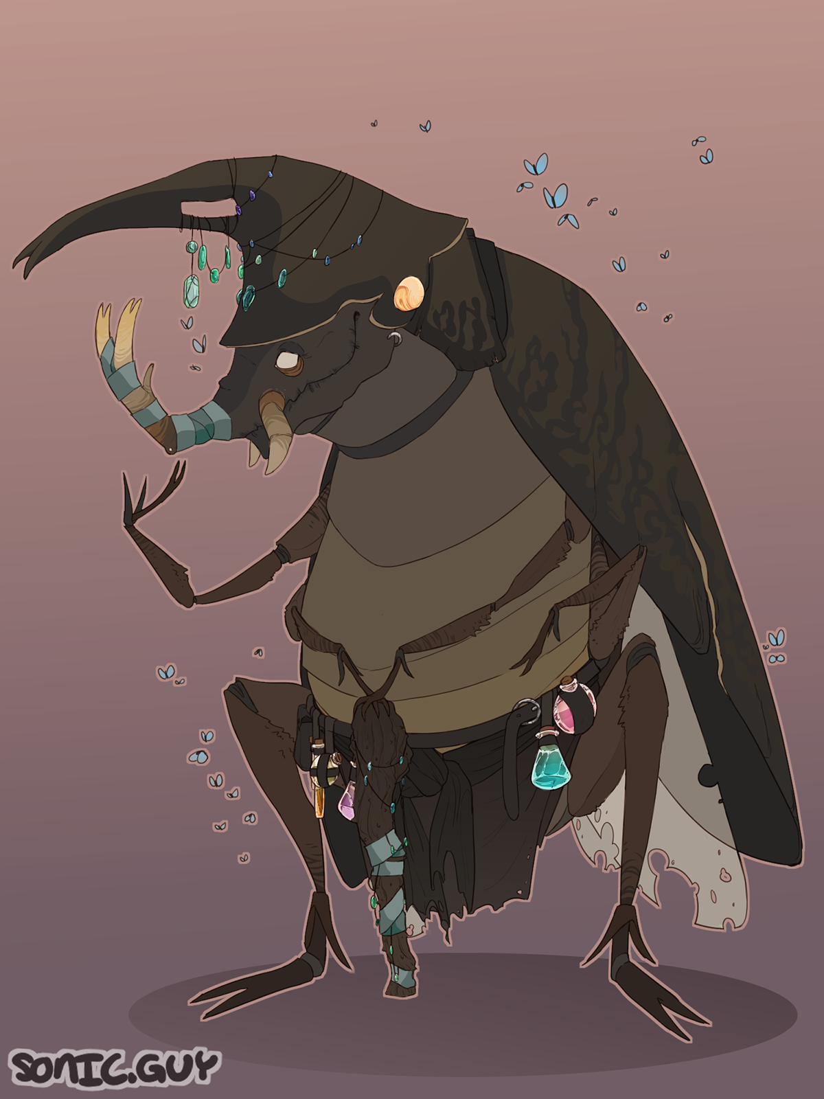 Character design  rhino beetle vampire