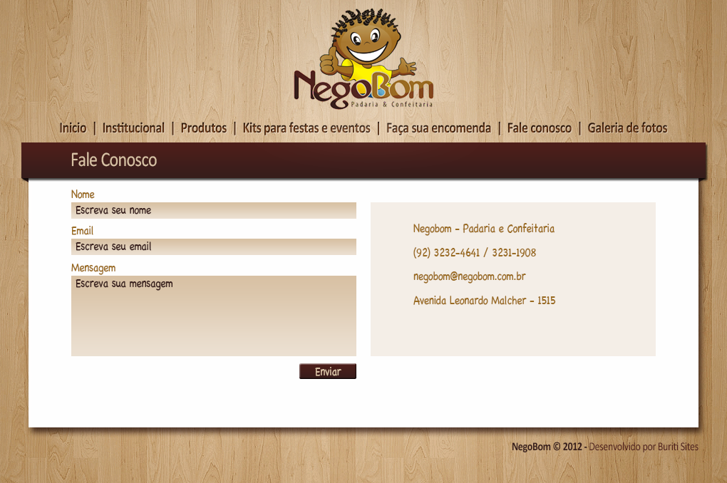 Web site NegoBom Padaria CONFEITARIA HTML css wordpress