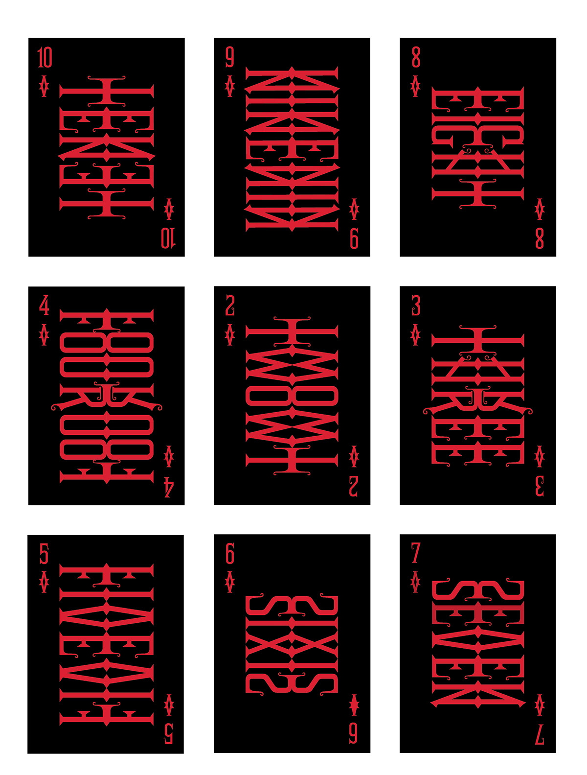 typographic cards black red euphoria