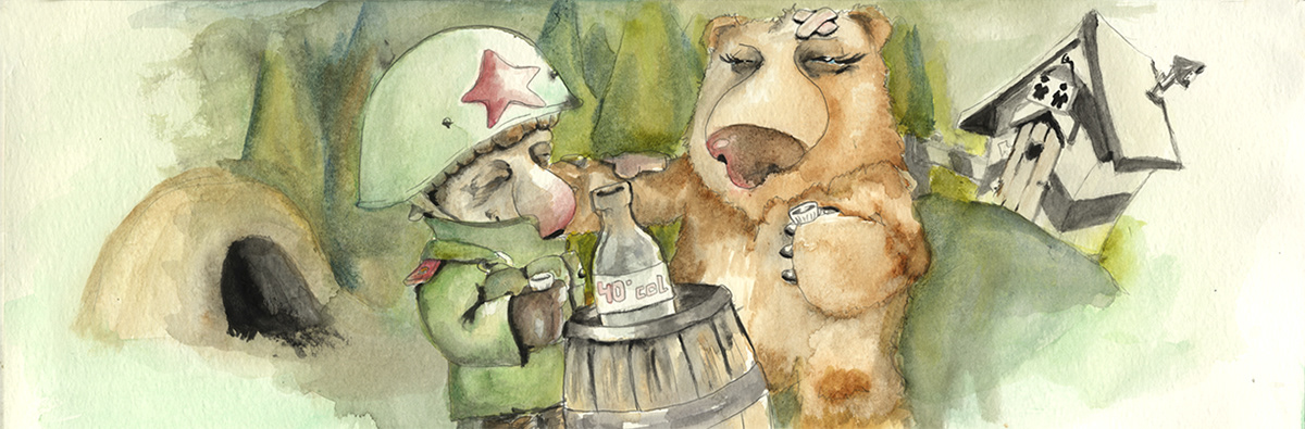 short story watercolor book soldier bear old woman