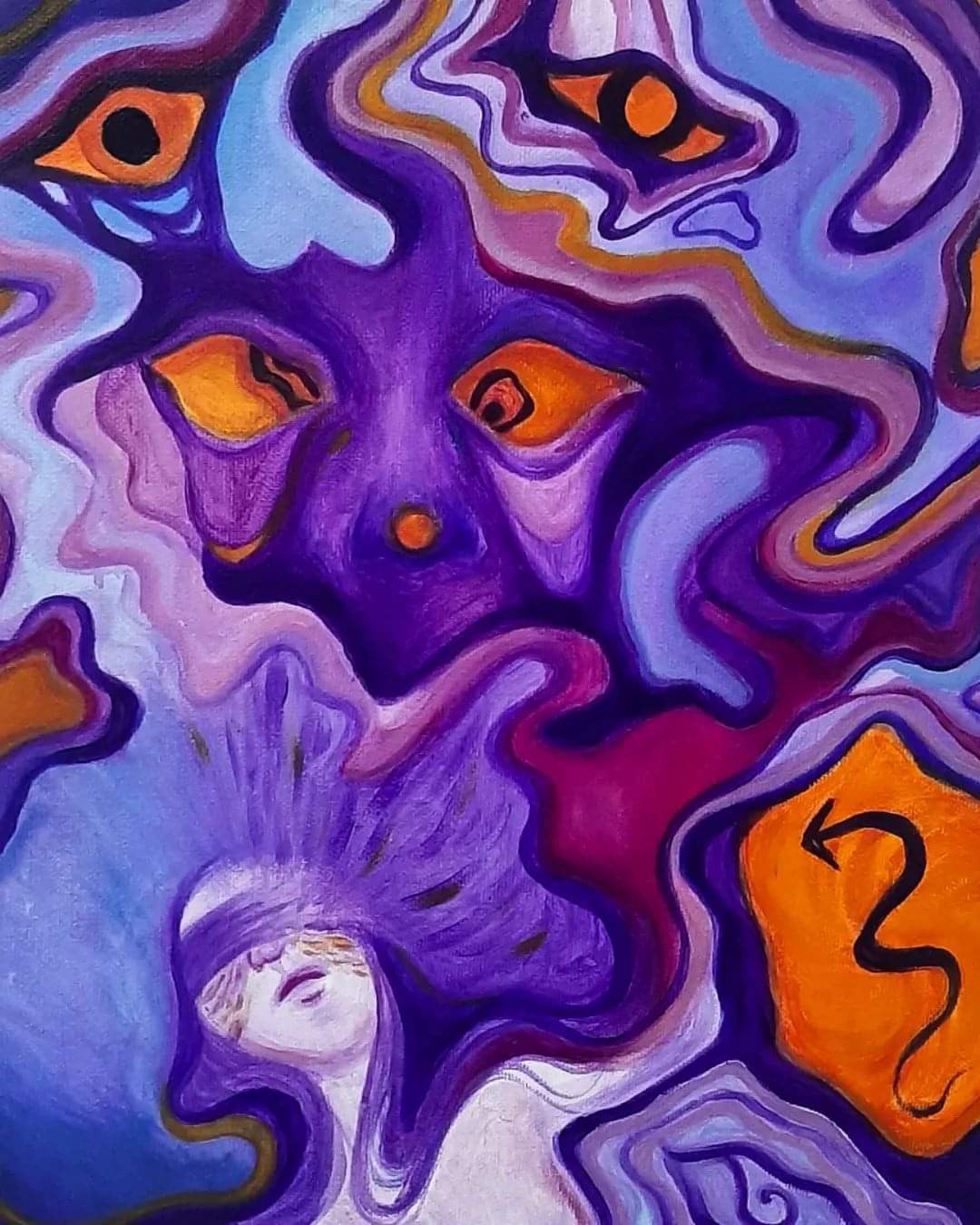 acrylic Ekspresja Expressionism fiolet fluid Loliness mysli oczy psychodeliczne trippy
