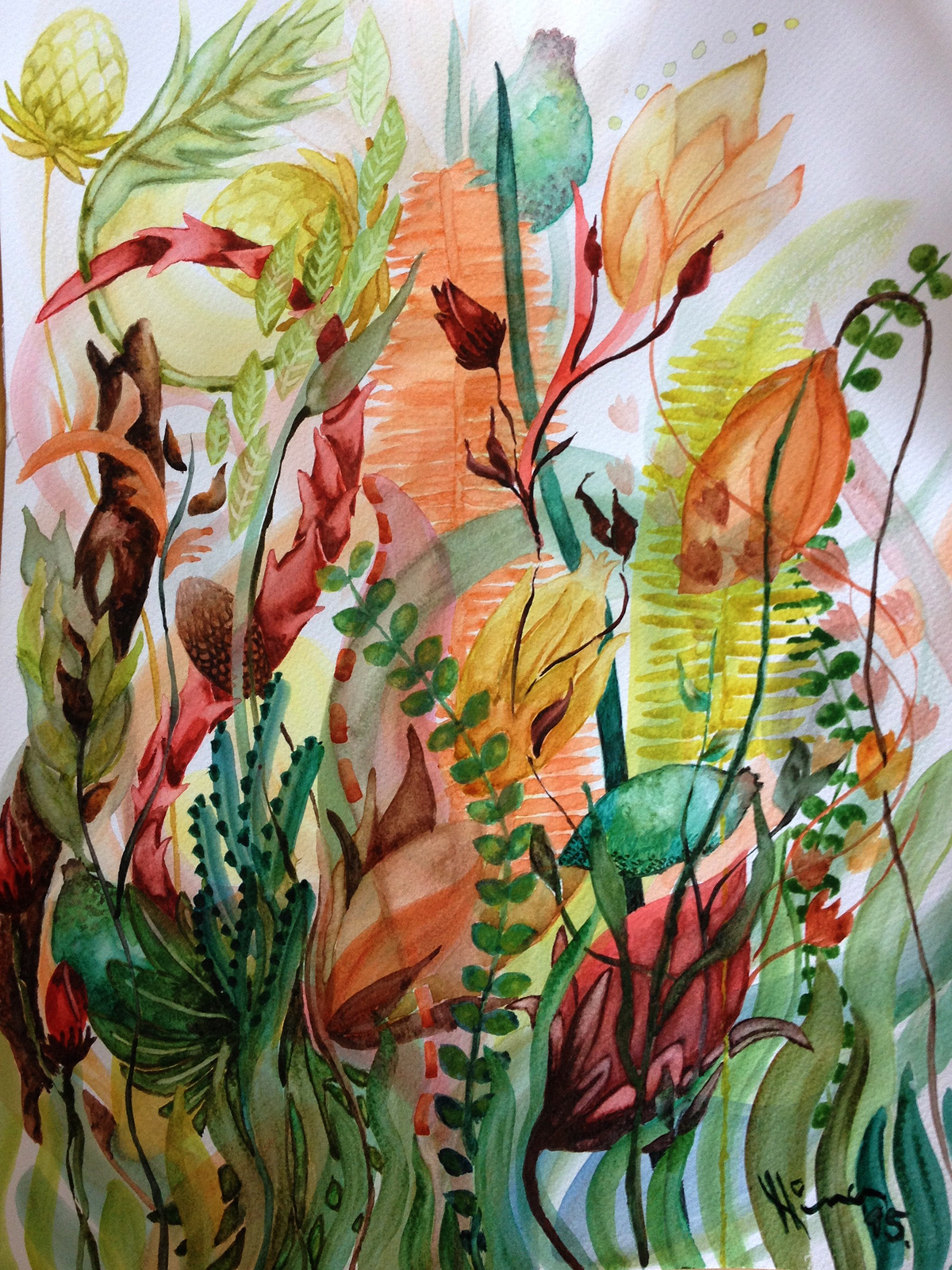 Flowers plants Nature grass water colors paper