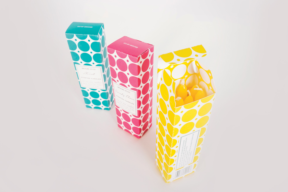 clean minimal pattern identity candle packaging candle branding circles bright colours colour Label Geometrical mint Pineapple candy floss