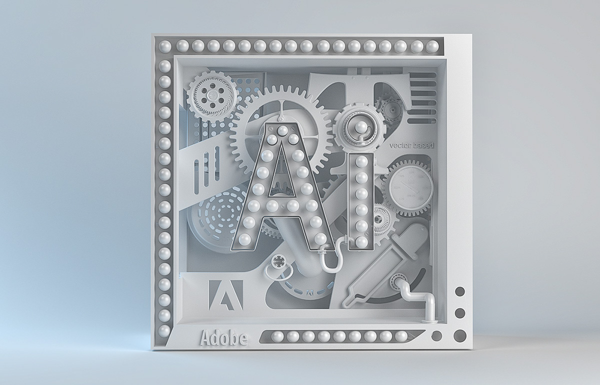adobe Illustrator 3D logo adobe illustrator orange digital art vector dail series