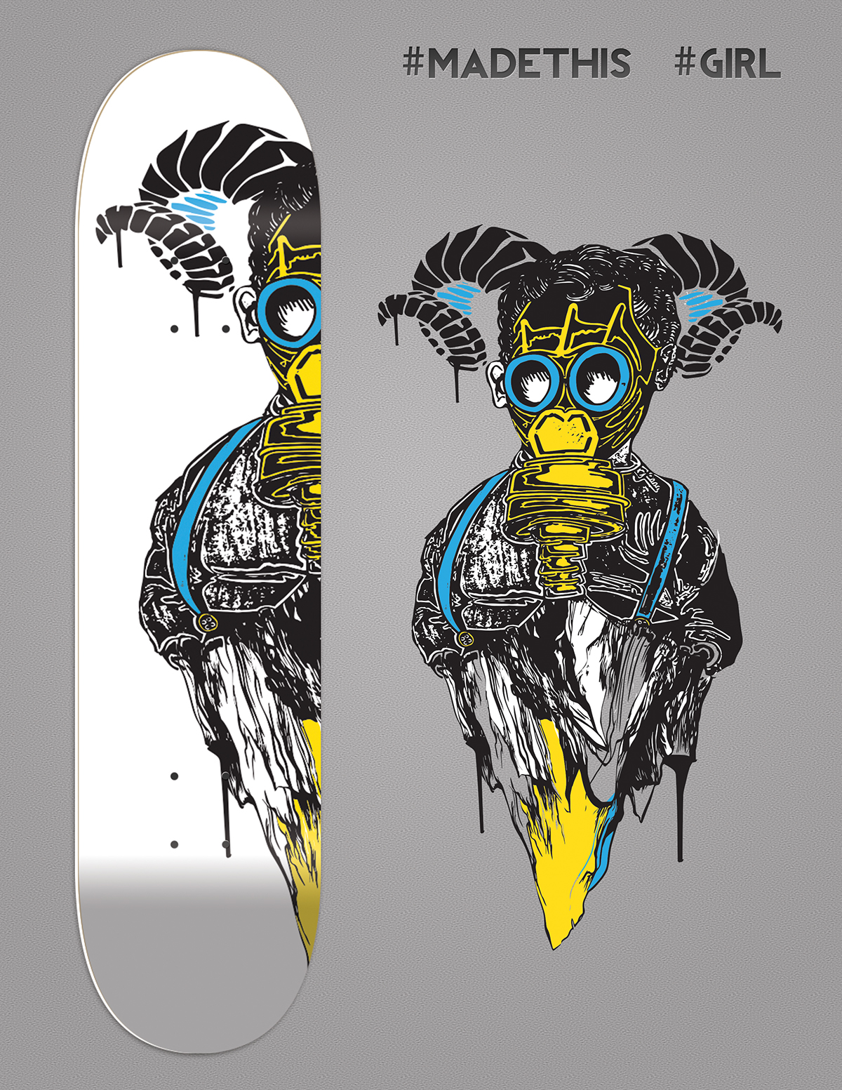 #madethis  #girl skateboard deck design contest skateboarding Cartoons illustrations colors vector