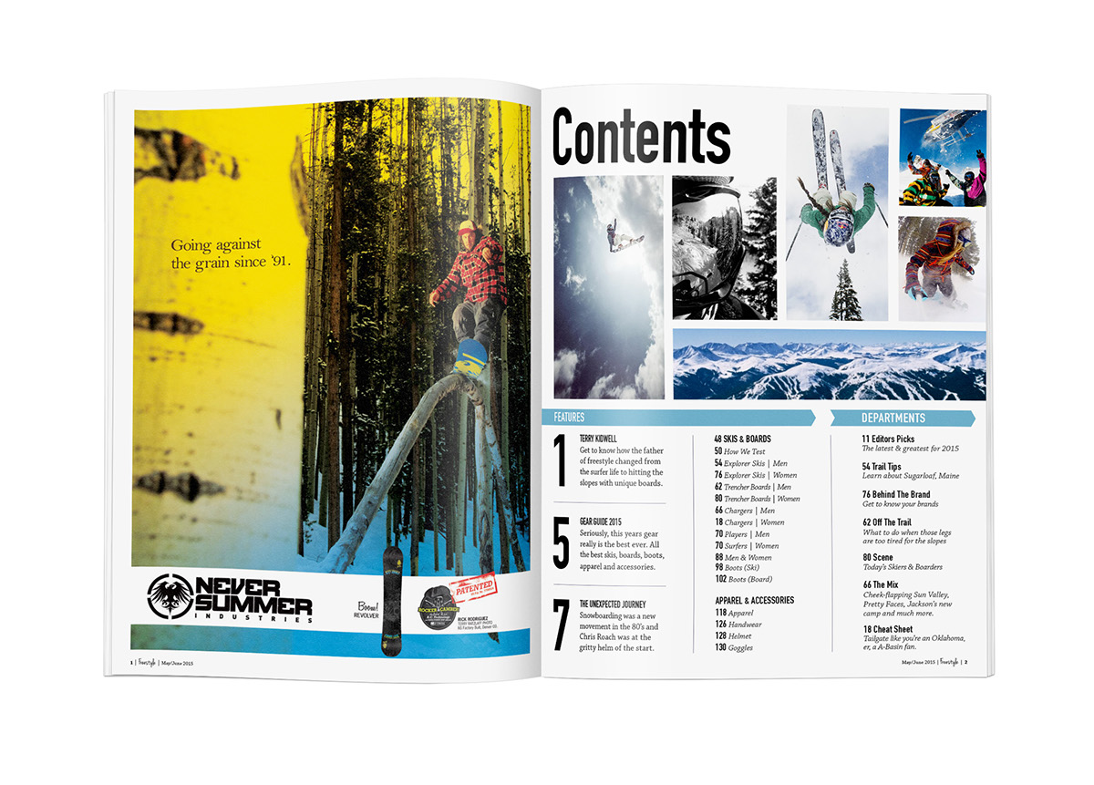 magazine Ski snowboard Travel freestyle editorial design publication