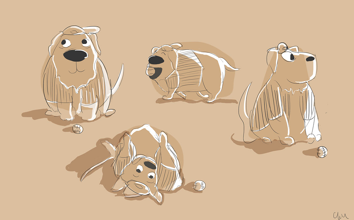 doodle dogs golden retriever baseball funny quick skechbook
