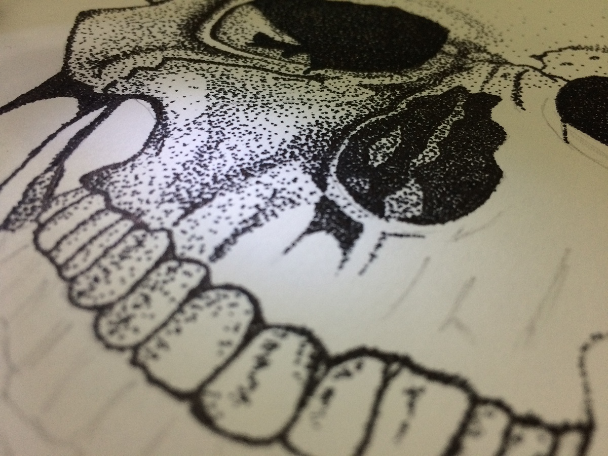 puntillismo calavera skull Pointillism art Drawing  dibujo arte