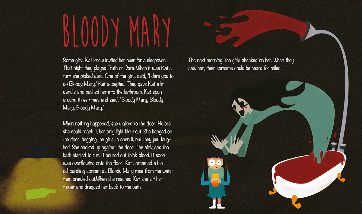 bloody Mary bloodymary page spread design story Urban legend