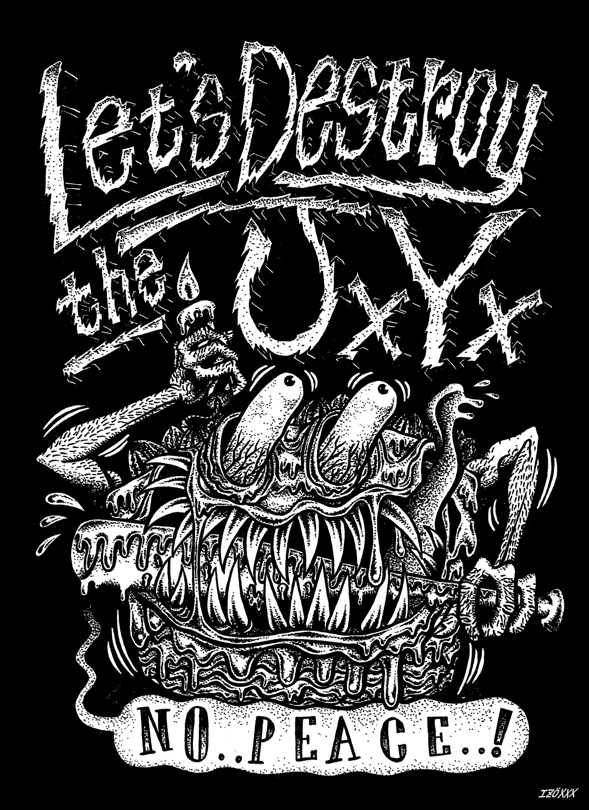 Izo IZOXXX edroth rat fink illust stippling art T Shirt fast core punk
