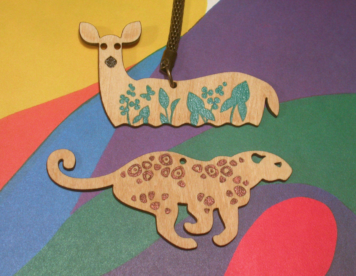 jewelry charm pendant Necklace keychain animal acrylic laser cutter wood argentina