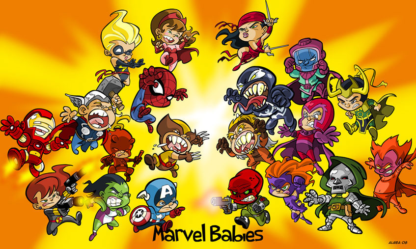 superheroe baby spiderman captain america cartoon cute funny