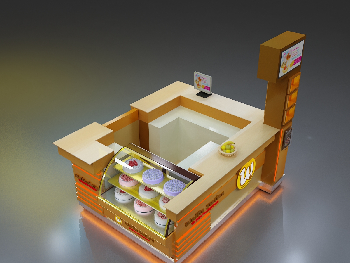 Waffle Station kiosk Kiosk booth Stand design 3D 3dmax ice cream