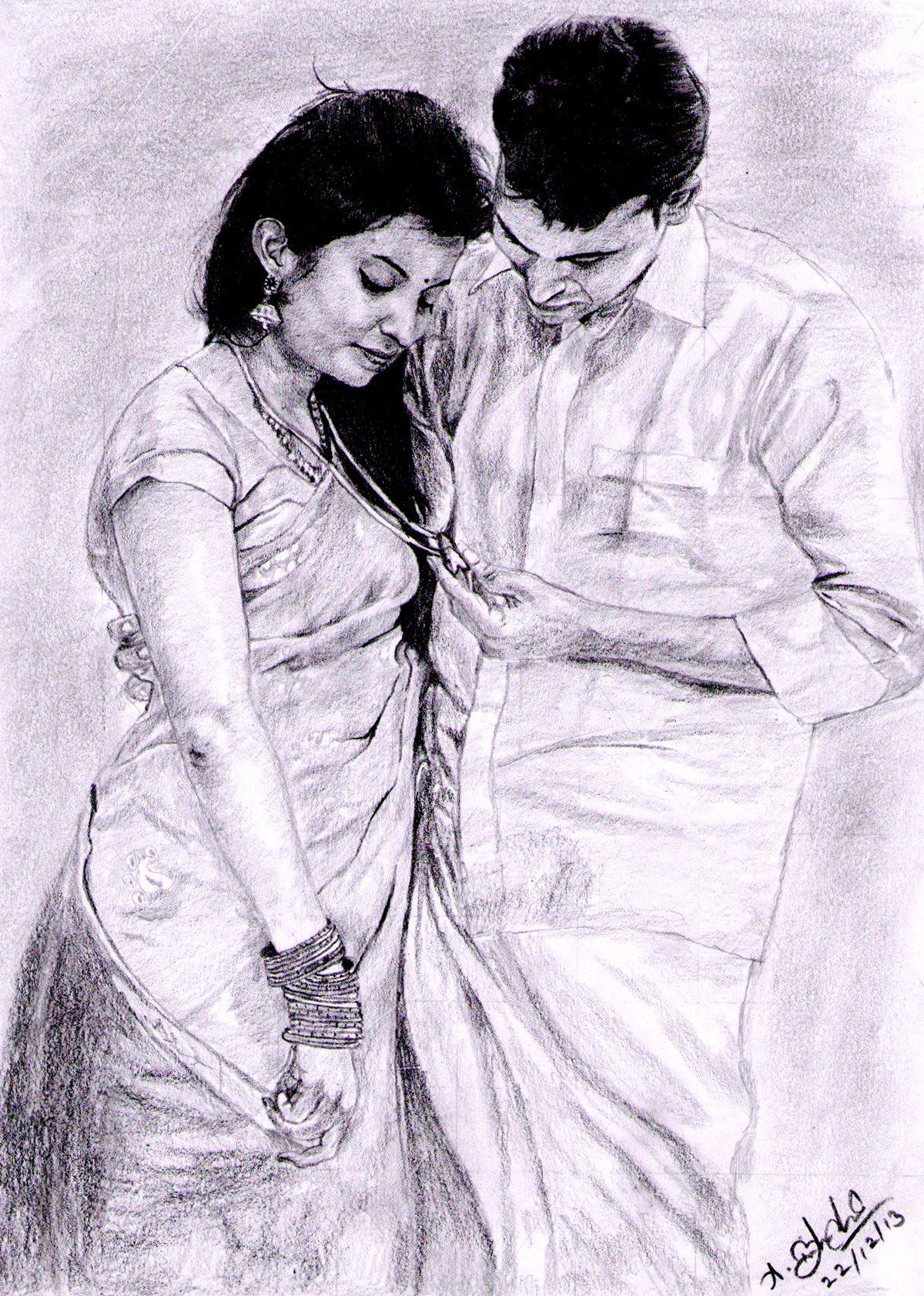 Couple Sketch handmade pencil sketch personalized gifts for couples