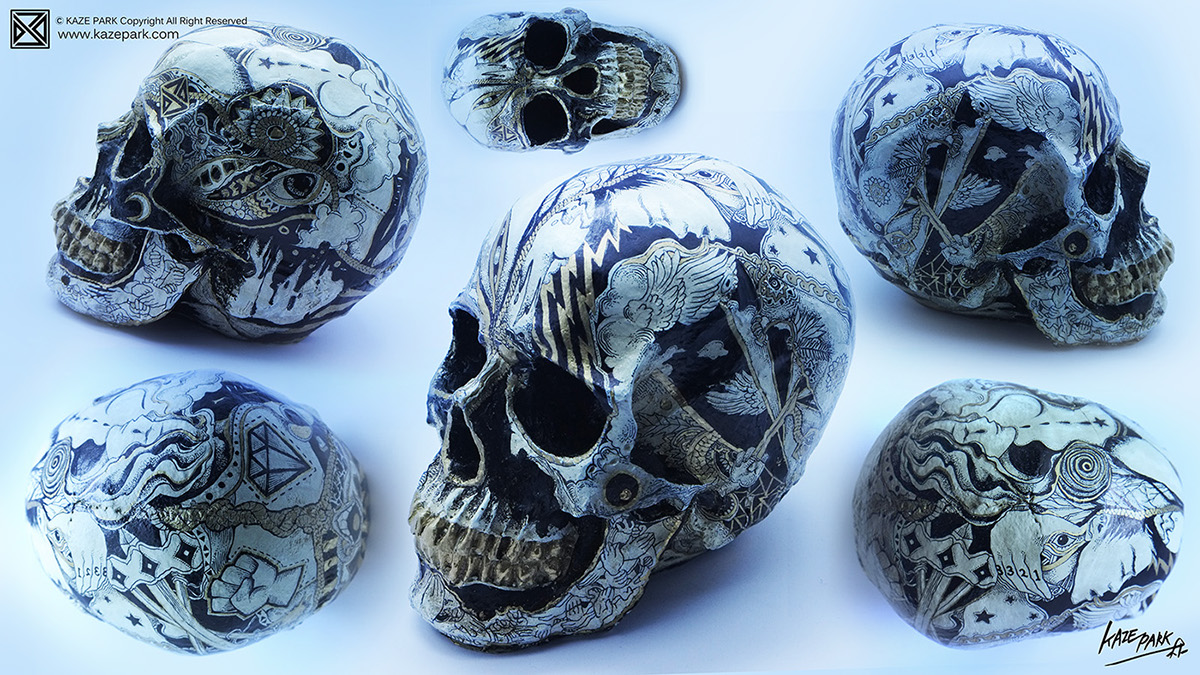skull kaze park art artist design draw ILLUSTRATION  kazepark Korea skullart