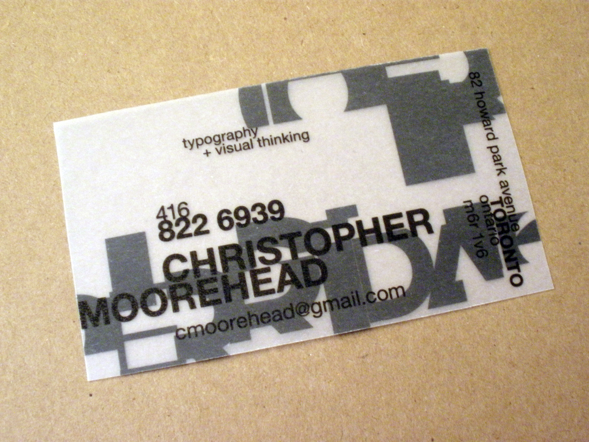 deconstruction Experimental Typography business card