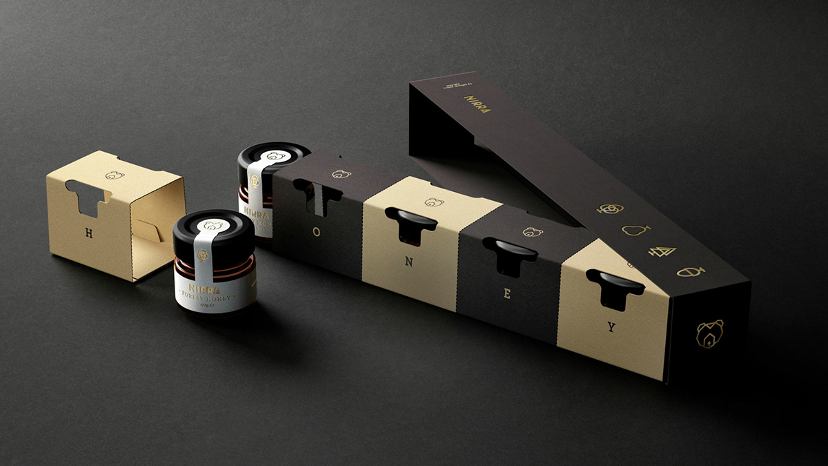 gold honey Nirra Packaging premium label design