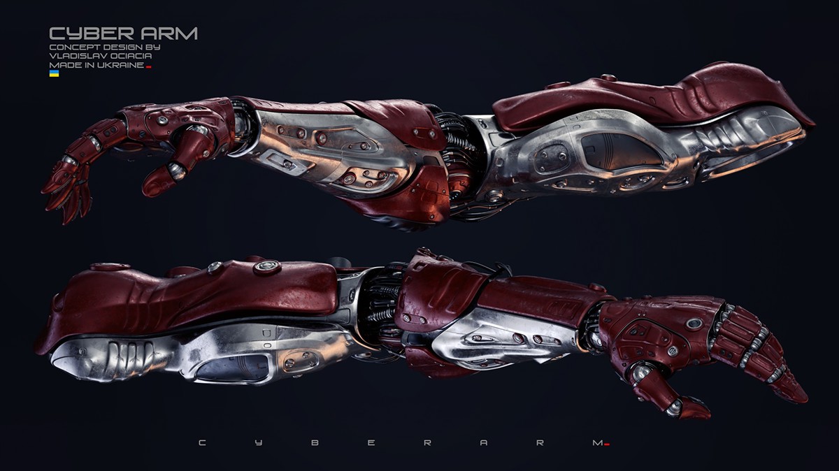 cyber arm robot robotic Technology futuristic Cyborg hand metal science nano artificial replacement part strong