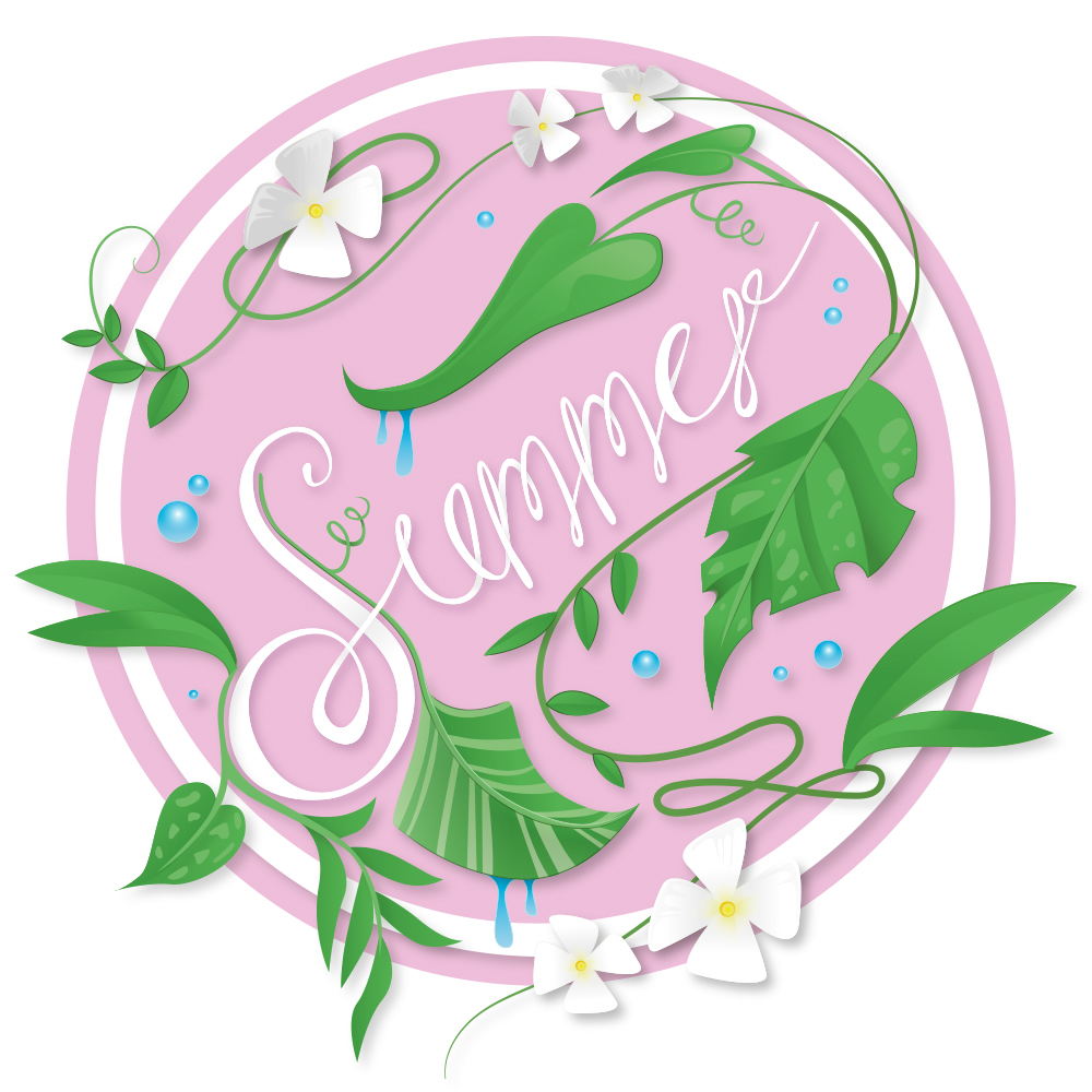 gradients Illustrator design plants pink summer type Fun leaves circle