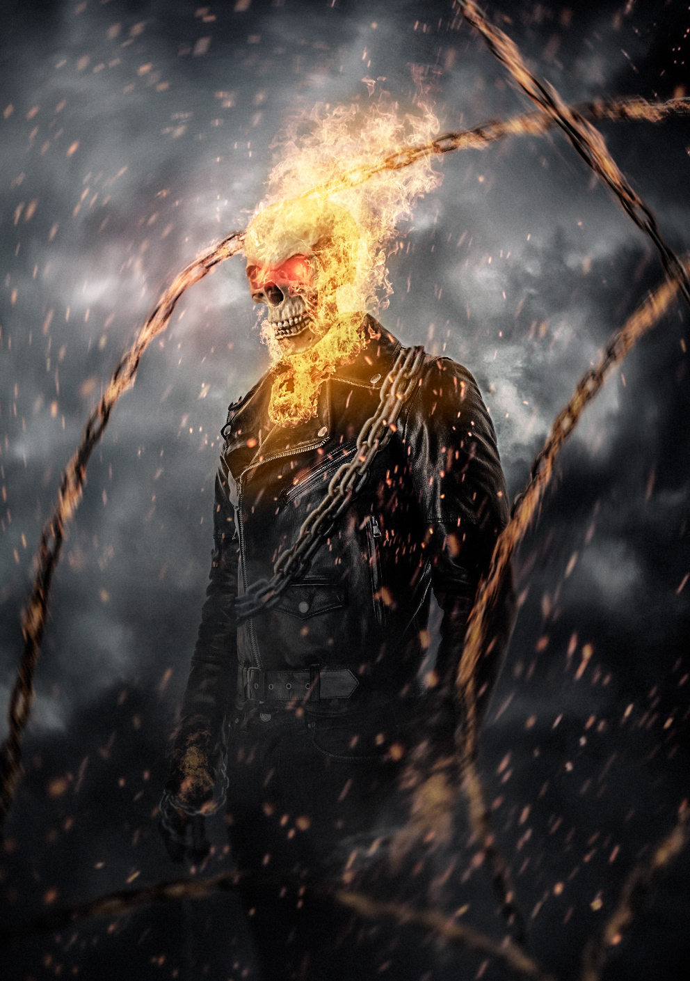 ghost rider mervel Cosplay Digital Art  art wacom photoshop adobe Graphic Pen flame