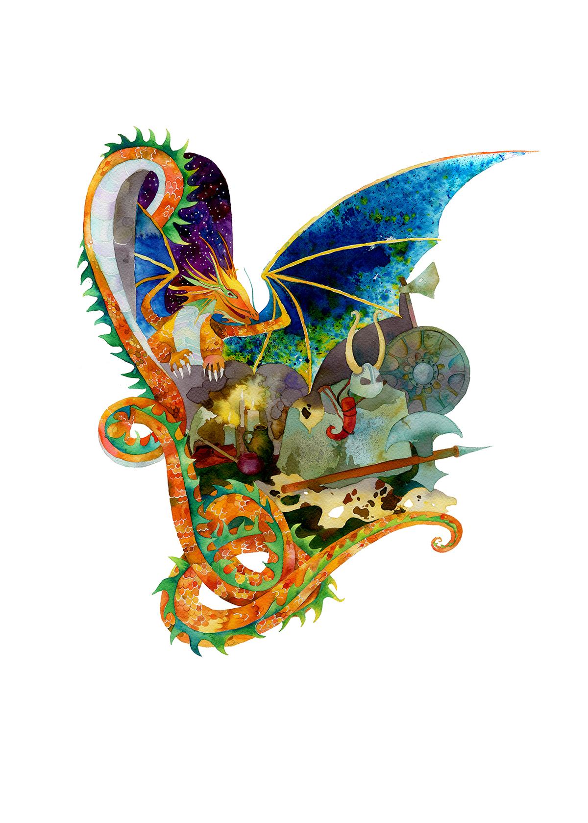 watercolor faorytale book Stories children dog Hamter dragon Magic   colorful ehu UMPRUM prague Vlada