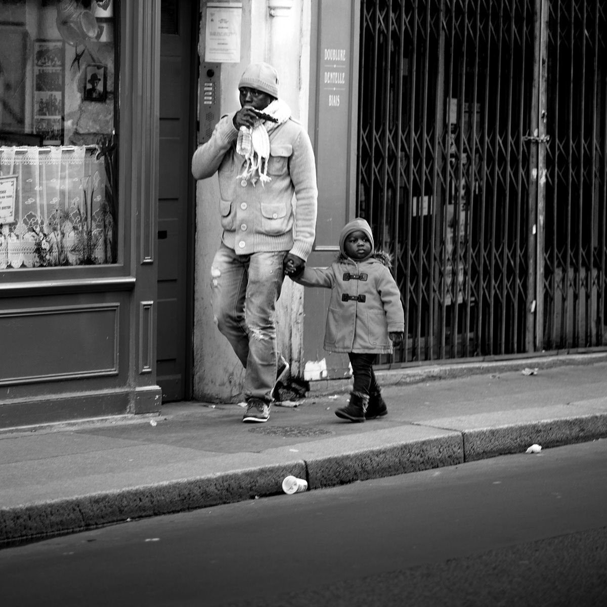 Paris  rue de charonne  street life  people   neighbourhood Documentary  black and white square format